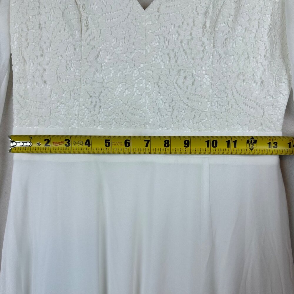 Lulus Astra Lace V Neck Maxi Wedding Dress Size S Chiffon Romantic Rustic Slit - Picture 7 of 10